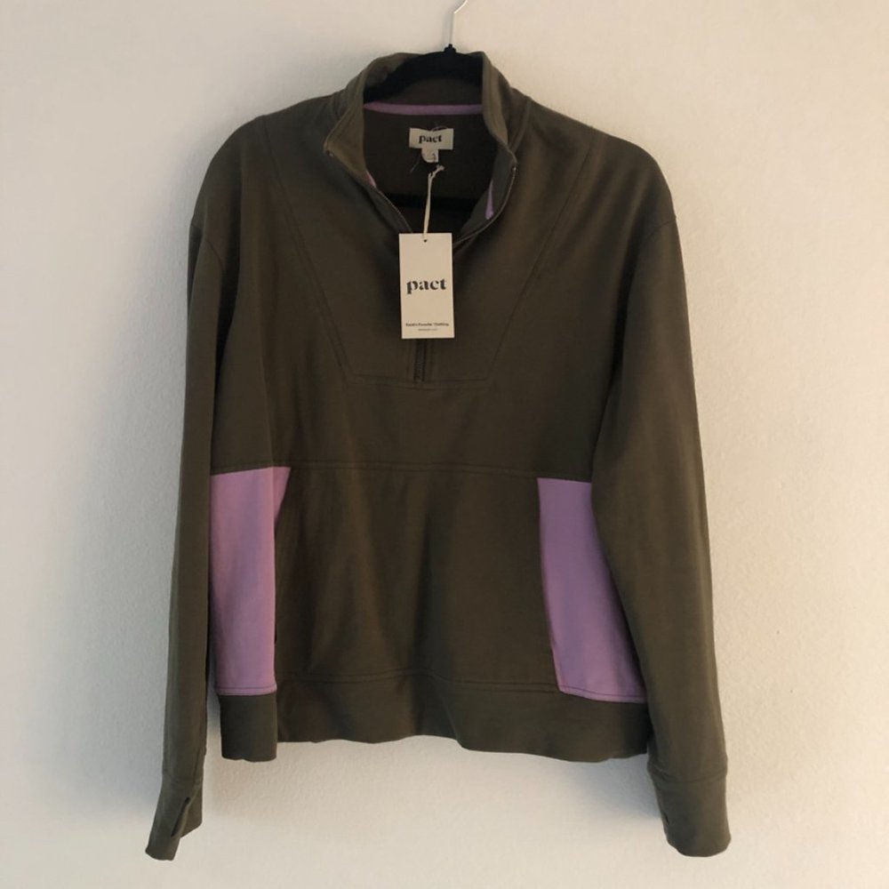 NWT PACT Grape Leaf/Wild Orchid Perfectly Lightweight Quarter Zip Size Large